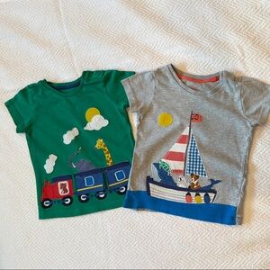 Baby Boden Green and Gray Kids T-Shirts with Fun Appliques size 3-4